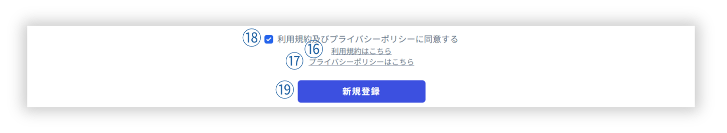規約同意と新規登録の手順